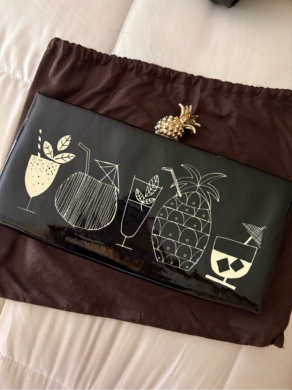 Vintage kate spade Tiki Bar Cocktail clutch with pineapple clasp